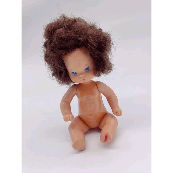 Vintage 1976 Vintage Heart Family Baby Toddler Doll? Mattel Brown Wavy Hair 4.5" - Picture 13 of 15